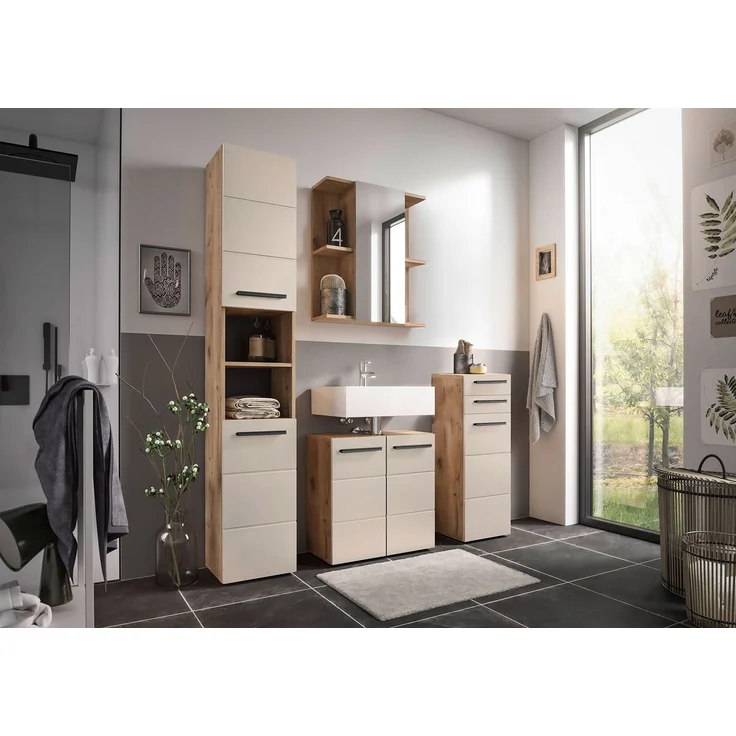 Seitenschrank Sylt / Split, Holzwerkstoff, Beige, Holzfarben, 34 x 104 x 31 cm – Bild 5