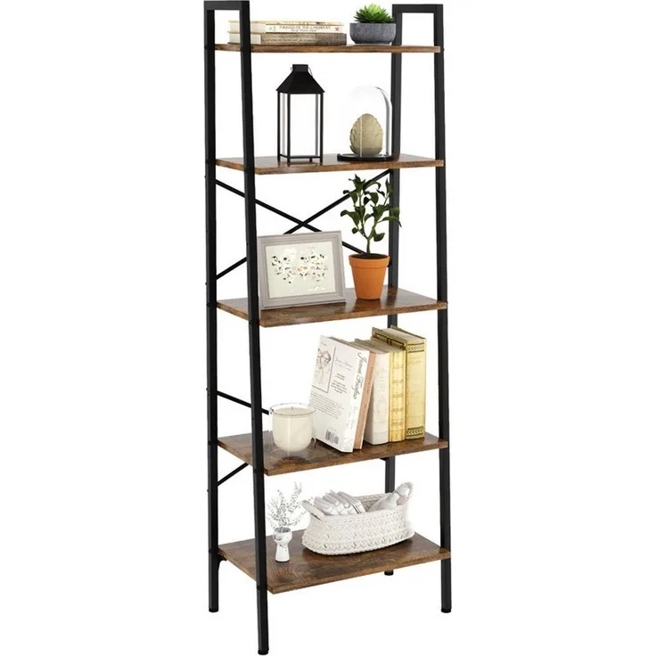 Oak&Tea Bücherregal Regal 5 Ebenen, Leiterregal 172 cm, Offenes Standregal