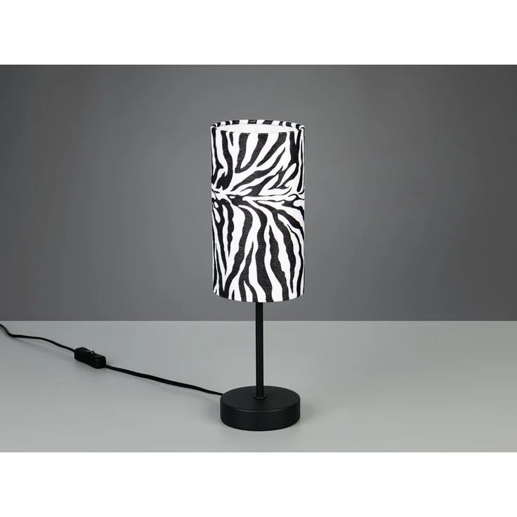 LED Tischlampe mit Stoffschirm Zebramuster, Höhe 36,5cm – Bild 6