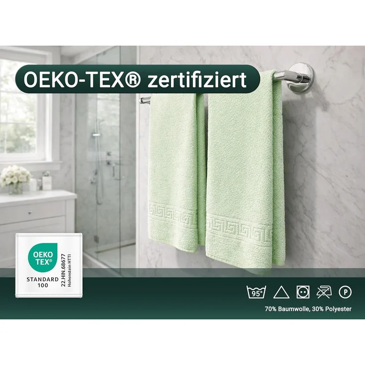 ZOLLNER 5er Set Duschtücher 70% Baumwolle, 30% Polyester, 70x140 cm, grün – Bild 5