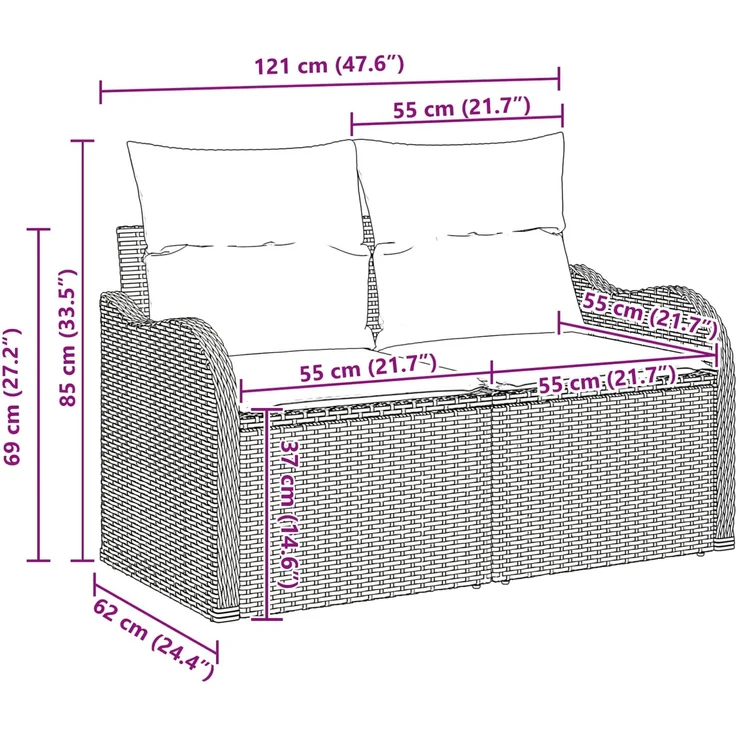 vidaXL Gartensofa-set 5 stk. 4-Sitzer Grau und Marineblau Poly-Rattan 3358964 – Bild 10