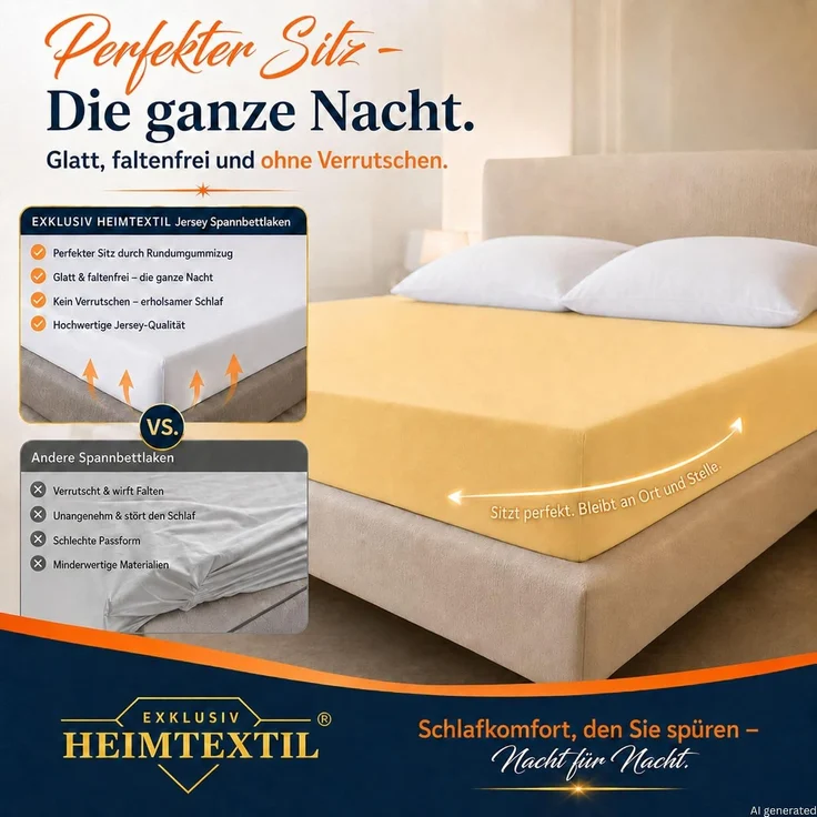Doppelpack Marke Jersey Spannbettlaken 120 x 200 cm Gelb – Bild 3