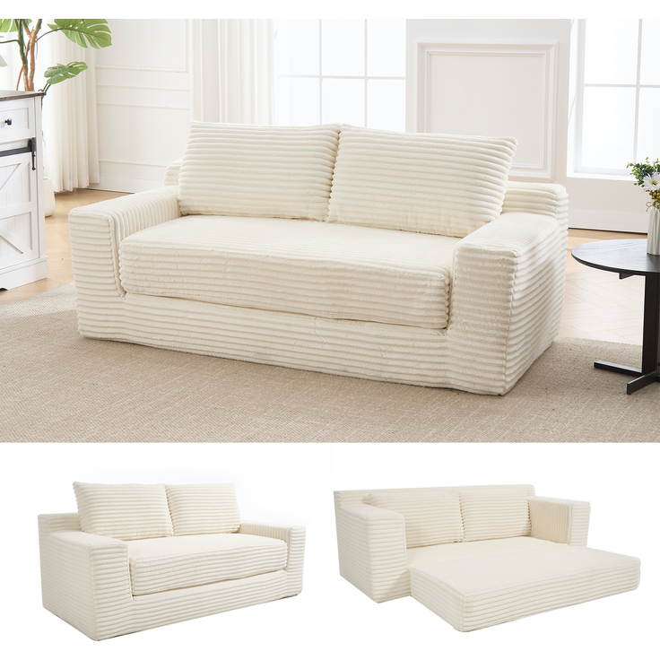 ZUBALIYA SchlafSofa mit Cordbezug, für Wohnzimmer und Apartments, mit stabilem Untergestell, für den täglichen Gebrauch