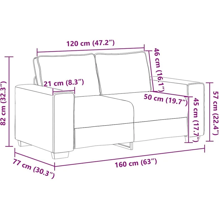 vidaXL Zweisitzer-Sofa Blau 160x77x82 cm Cordstoff 4105196 – Bild 8