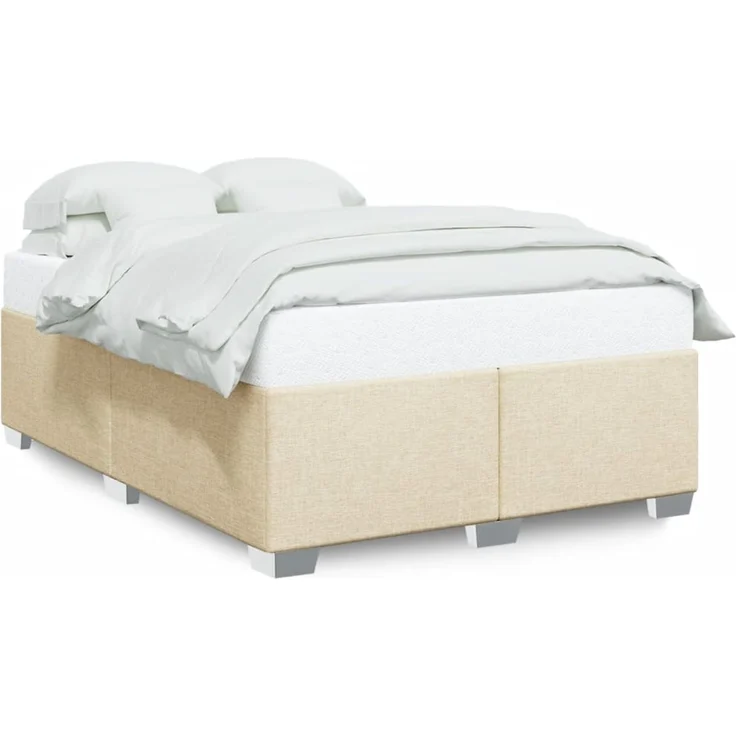 vidaXL Bettgestell ohne Matratze Creme 140x190 cm Stoff 3284476 – Bild 2