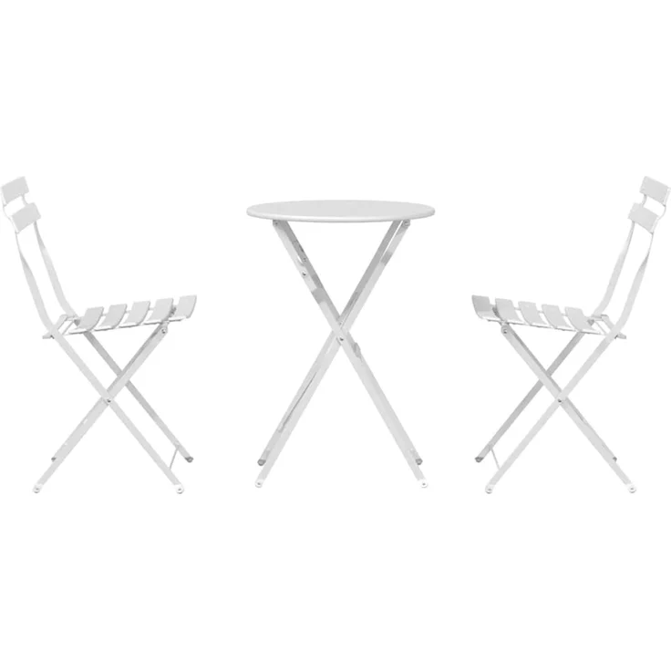 vidaXL Klapp Bistro Set 3 pcs Weiß Stahl 42002968 – Bild 6
