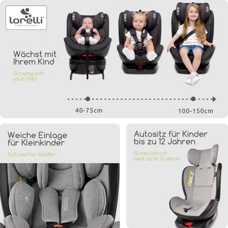 Lorelli i-Size Kindersitz Nebula (40-150cm) Isofix, 360° drehbar, verstellbar hellgrün – Bild 6