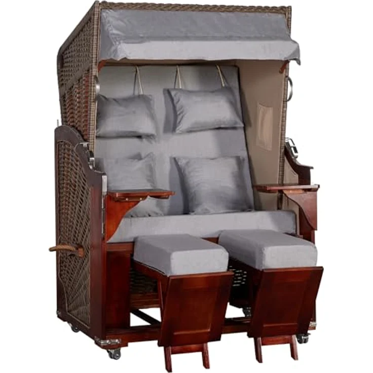 WebaVita Strandkorb Karibik 2-Sitzer, Grau, FSC 100%, BxTxH: 123x90x170 cm, für Garten und Balkon – Bild 1
