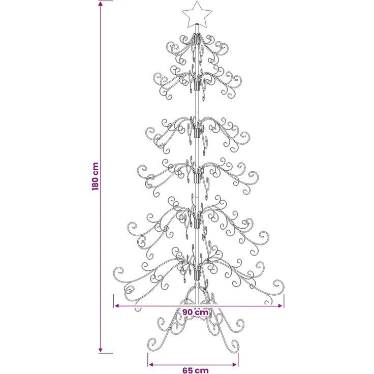 vidaXL Metall Weihnachtsbaum KUOPIO 180 cm Stahl Weiß 42053881 – Bild 6