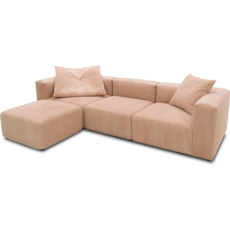 DOMO. collection Ecksofa 800011, Modul-Couch in L-Form, individuell kombinierbar, Cord Sofa, Polsterecke, Eckcouch, Polstergarnitur 301 x 193 x 69 (BxTxH), rose – Bild 3