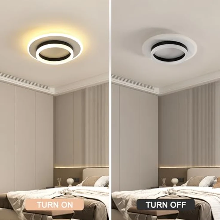 Goeco Deckenlampe LED, 28W Deckenleuchte Modern Rund, 3000K Warmweiß, Deckenbeleuchtung Schlafzimmer, Flur, Küche, Balkon, Weiß und Schwarz – Bild 4