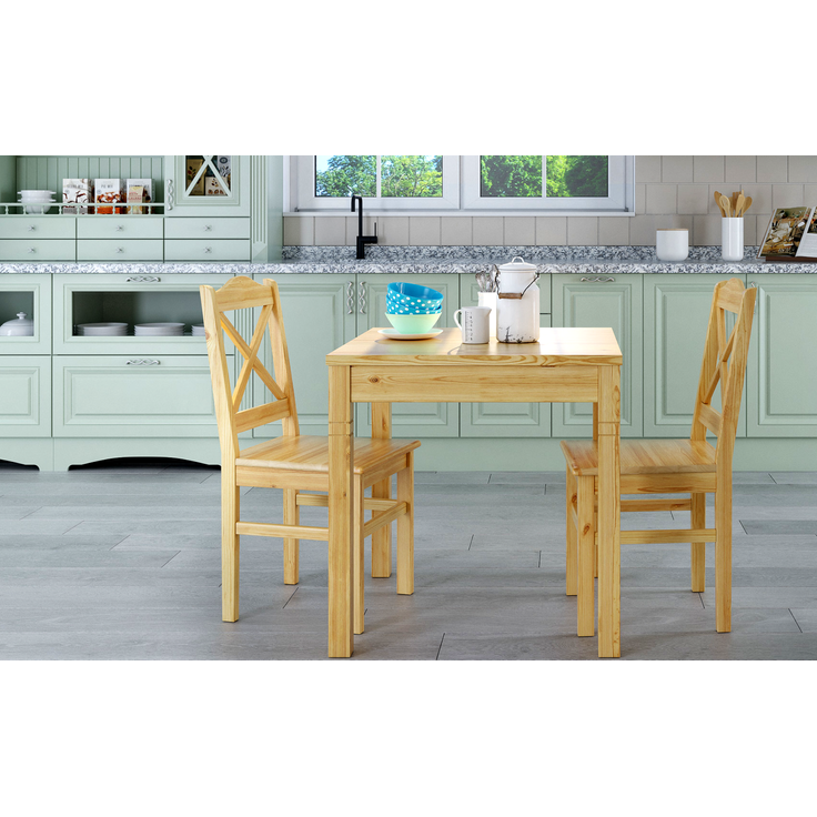 Schöne Sitzgruppe mit Tisch und 2 Stühle Kiefer natur Massivholz 90.70-50 B -Set 20 – Bild 3