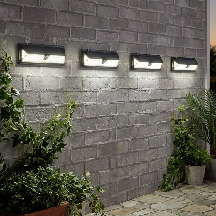 Casativo LED Außen-Wandleuchte Solar-Wandleuchte mit PIR-Sensor 66 LEDs 800 lm 13,2W IP44, LED fest integriert, 66 helle LEDs mit je 0,2 Watt (13,2 Watt gesamt), 3.600 mAh Akku/smarter Nachtlicht-Modus/LEDs mit Seitenlicht – Bild 2