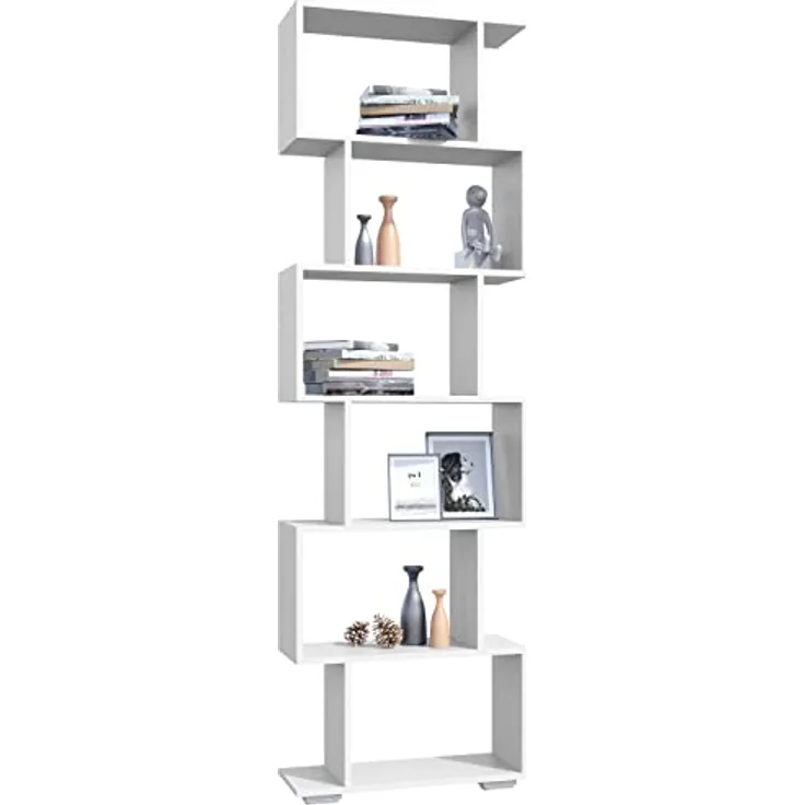 MID.YOU Regal Palusa, Weiß, Stehendes Bücherregal aus Holzwerkstoff, 60x196x24 cm