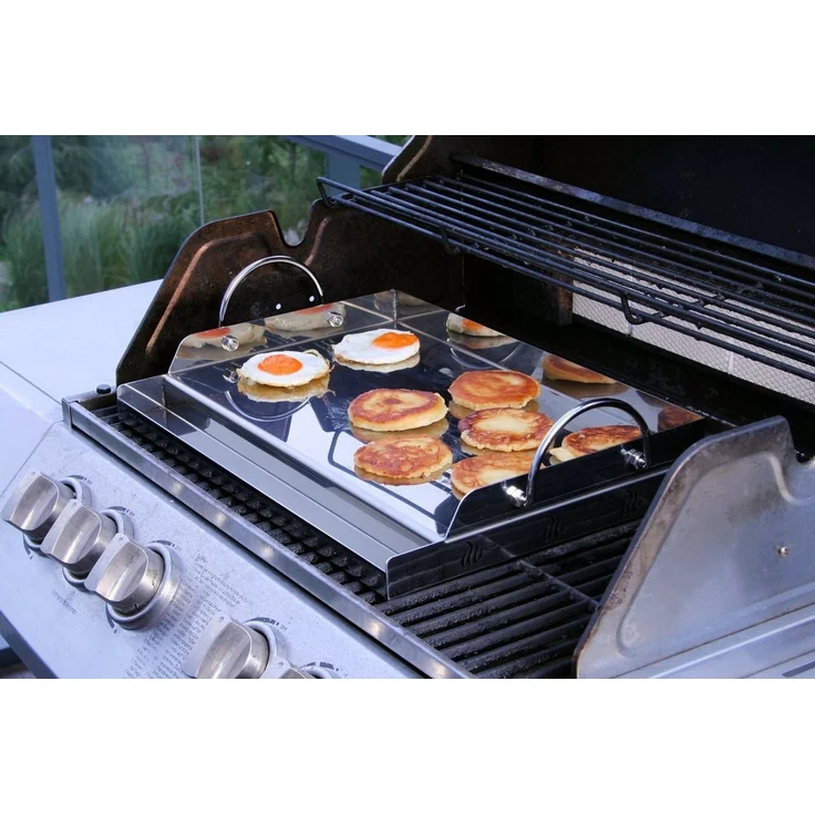 BBQ-Toro Grillplatte Edelstahl Grillplatte, 64 x 40,5 cm, BBQ Plancha, Mit Rinne für Bratreste und überschüssiges Öl – Bild 2