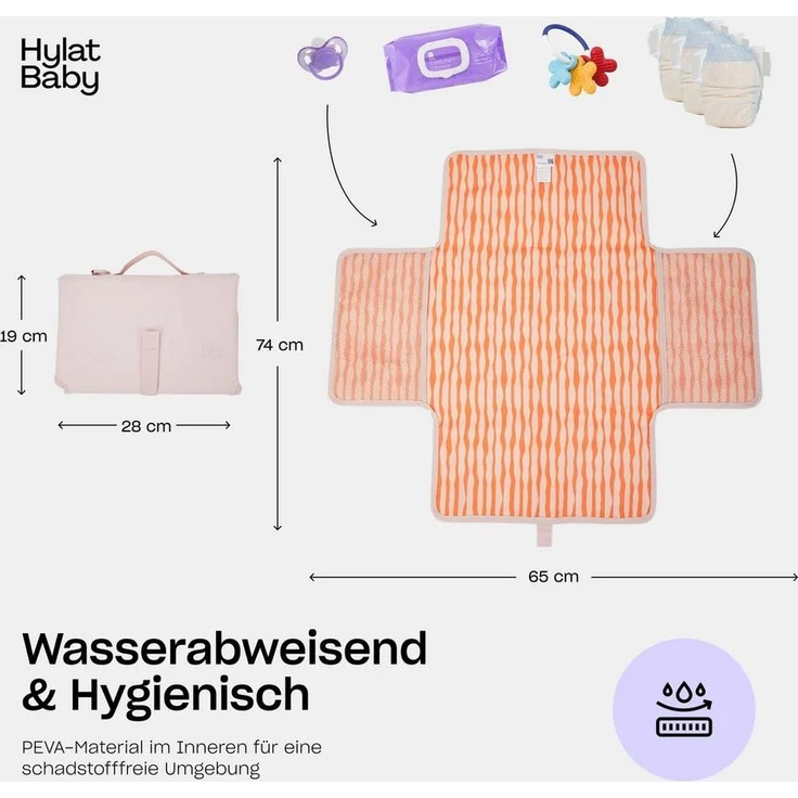 Hylat Baby Wickelauflage Faltbare Wickelunterlage für Unterwegs - Rosa – Bild 1