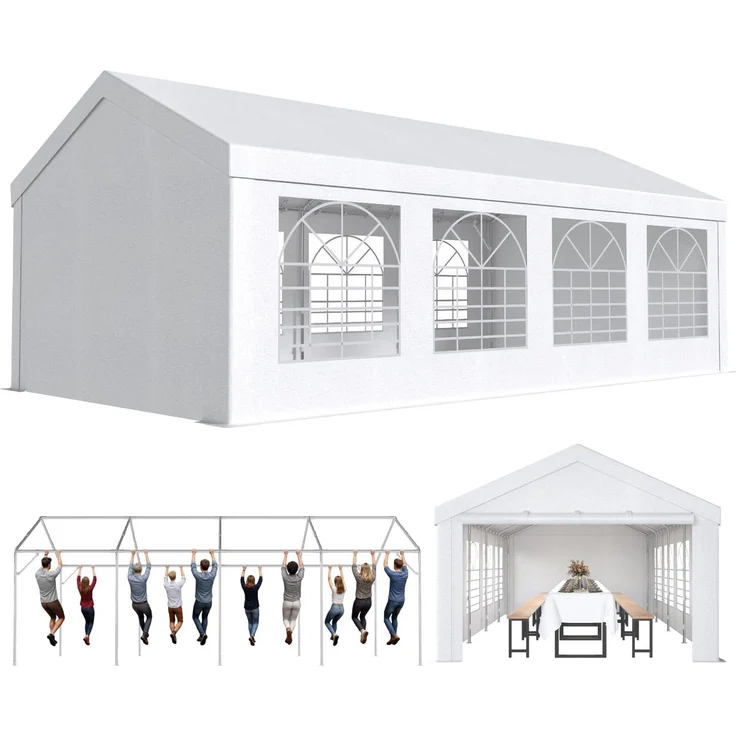 JUMMICO Pavillon Partyzelt 4x8 Wasserdicht Stabil PE Plane 450 N 170g Gartenzelt UV Schutz 50+ Zelt Festzelt Bierzelt Gartenpavillon für Garten, Party, Festival, Hochzeit, weiß