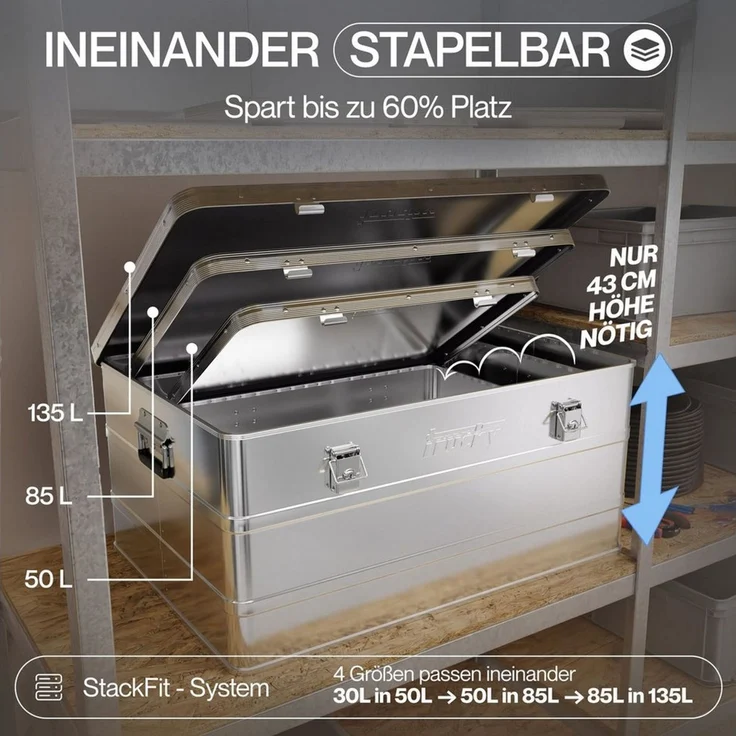 Trucky Allzweckkiste Aluminium Box mit Deckel Silber Alukiste Alu Kiste Abschliessbar – Bild 4