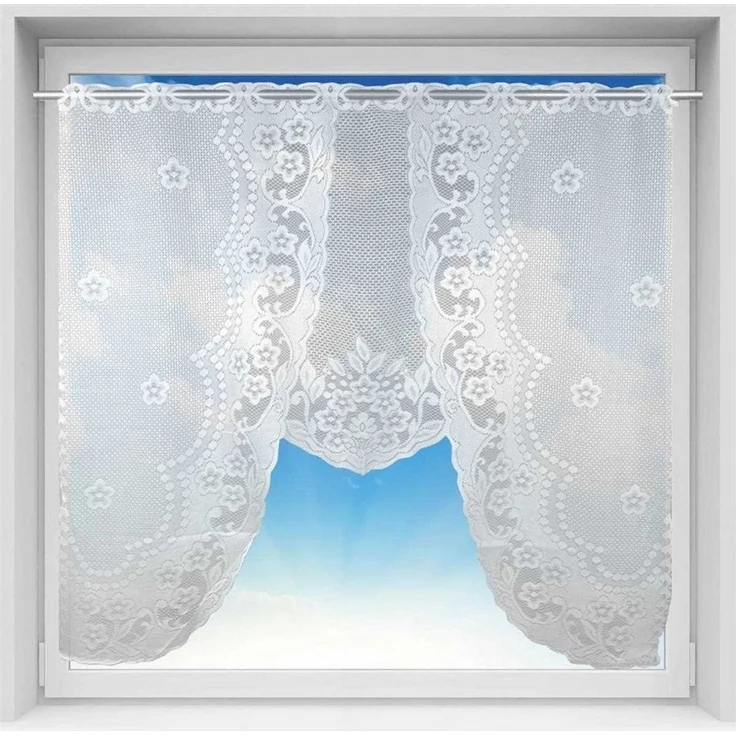 Arsvita Vorhang (1 St), Stangendurchzug, halbtransparent, Bistrogardine in Spitzenoptik, 120cm x 105cm (BxL) mit Stangendurchzug – Bild 2