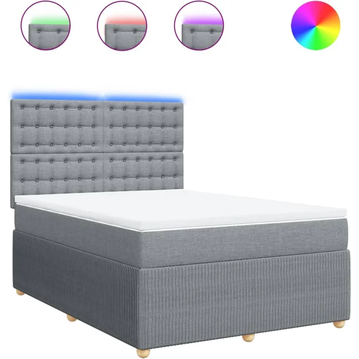 vidaXL Boxspringbett mit Matratze Hellgrau 140x190 cm Stoff 3294365 – Bild 2