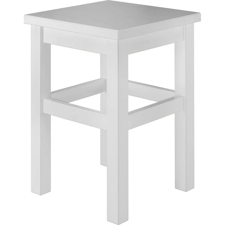 Holzhocker Massivholzsitz ohne Lehne in Kiefer weiß V-90. 71-41