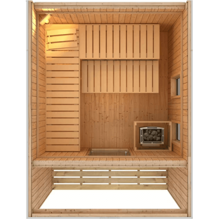 Karibu Saunahaus Laguna mit 9kW Ofen in zwei Farben erhältlich naturbelassen – Bild 5
