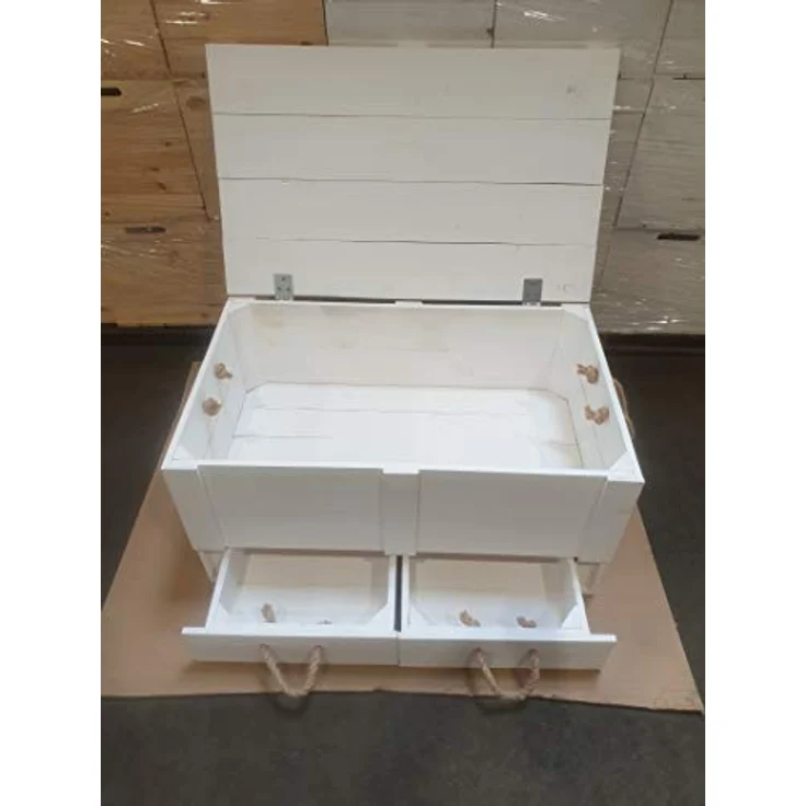 Kistenkolli Altes Land Allzweckkiste grosse weisse Holztruhe Kalle mit Schubladen und Deckel (Spar-Set) – Bild 6