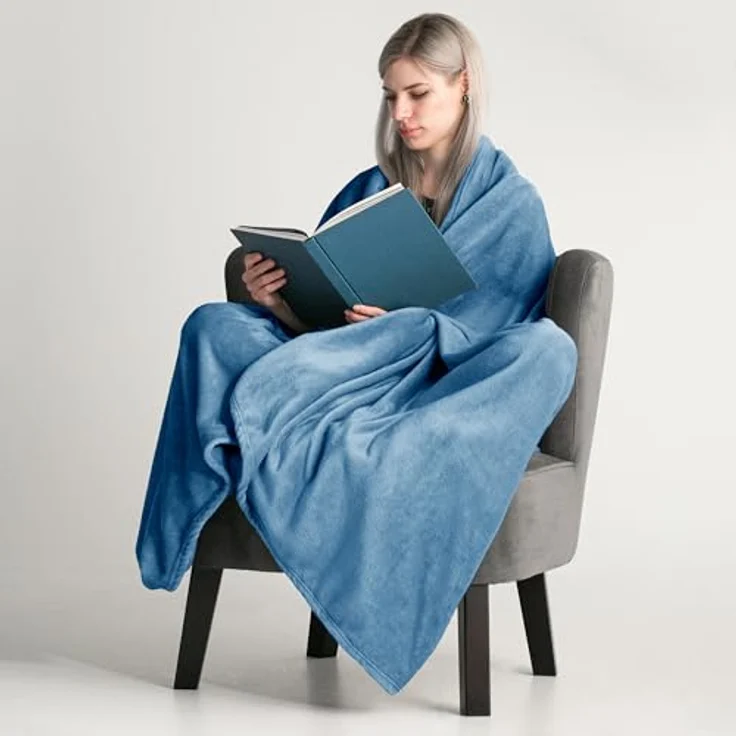 DecoKing Kuscheldecke 220x240 cm dunkelblau Decke Microfaser Tagesdecke Fleece weich sanft kuschelig marinenblau Navy Indigo Mic – Bild 5