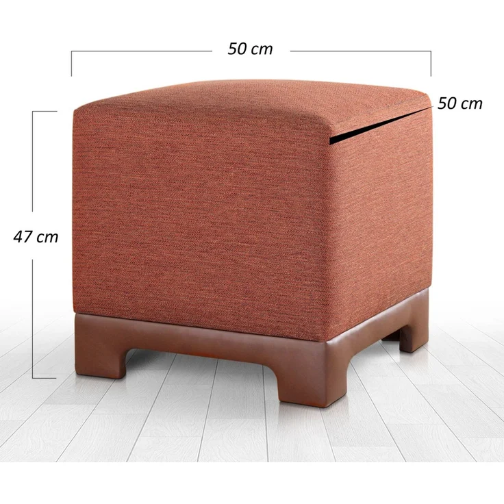 Atelier Del Sofa Stylish Tile Red Pouffe, 50 x 50 x 47 cm | 50% Cotton & 50% Linen, 35 DNS Orthopedic Sponge, 6 cm Thickness | Faux Leather Legs, Modern Comfort – Bild 7