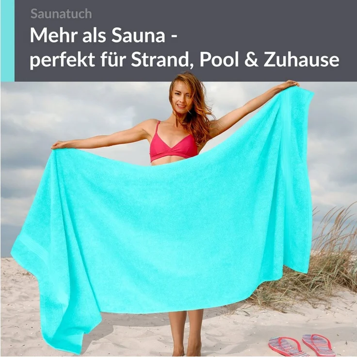 Lashuma Saunatuch Linz, Frottee (1-St), Türkises Sauna Handtuch Damen und Männer 70x200 – Bild 4