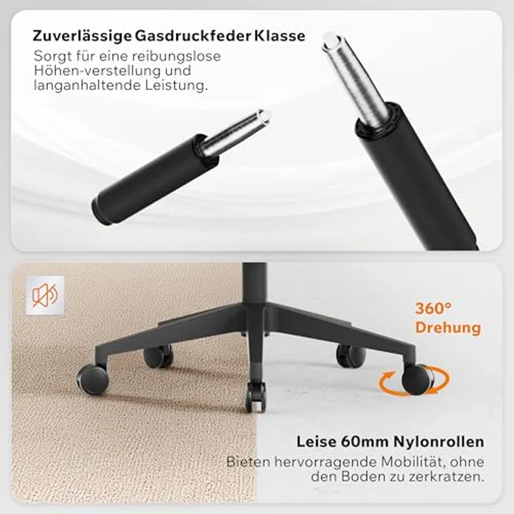 SENSE7 Gaming Stuhl Bürostuhl Ergonomisch Schreibtischstuhl Office Chair Chefsessel Drehstuhl Schreibtischsessel Verstellbar für Home Office Gamer bis 150kg Computerstuhl Bürosessel - Noxo Schwarz – Bild 7
