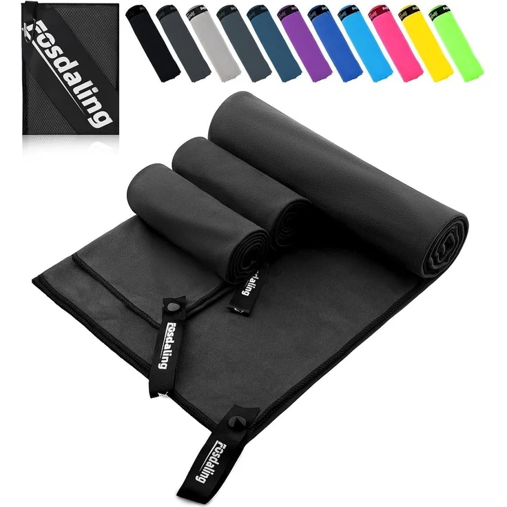 3er Set Mikrofaser Handtuch: Groß 160x80cm & 2 Klein 80x40cm, Schnelltrocknend – Bild 1