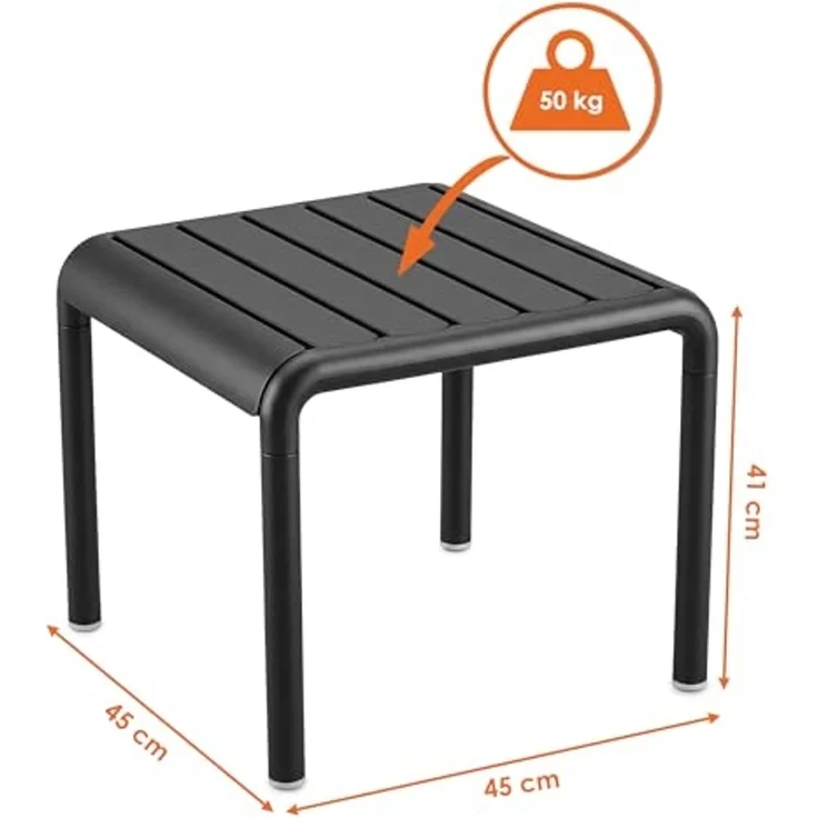 Spetebo Beistelltisch Garten Beistelltisch quadratisch schwarz Belastbarkeit bis 50 kg (Anzahl, 1-St, Stück), Wetterfest und UV-beständig – Bild 3