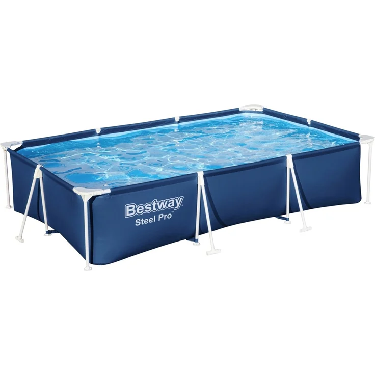 Bestway Steel Pro Frame Pool ohne Pumpe 300 x 201 x 66 cm, dunkelblau, eckig – Bild 1