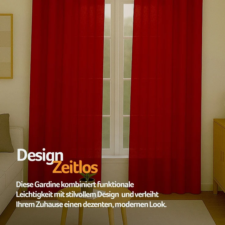 Gardine mit Ösen *** x *** cm ( Breite x Länge ) in ***, blickdichter Vorhang, Ösenvorhang in vielen Variationen 140x145 cm Rot – Bild 8