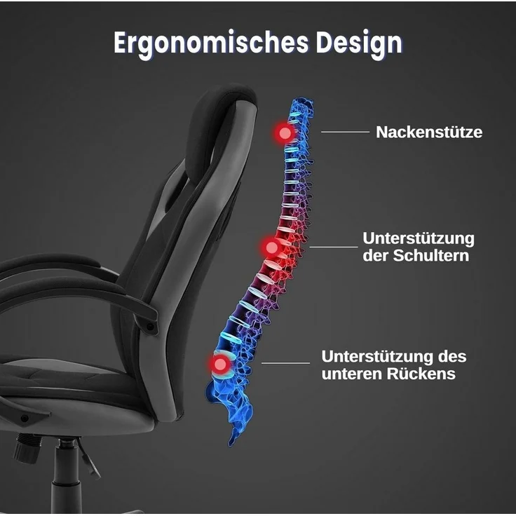Woltu Gaming-Stuhl (1 St), Bürostuhl, drehbar ergonomisch höhenverstellbar – Bild 3