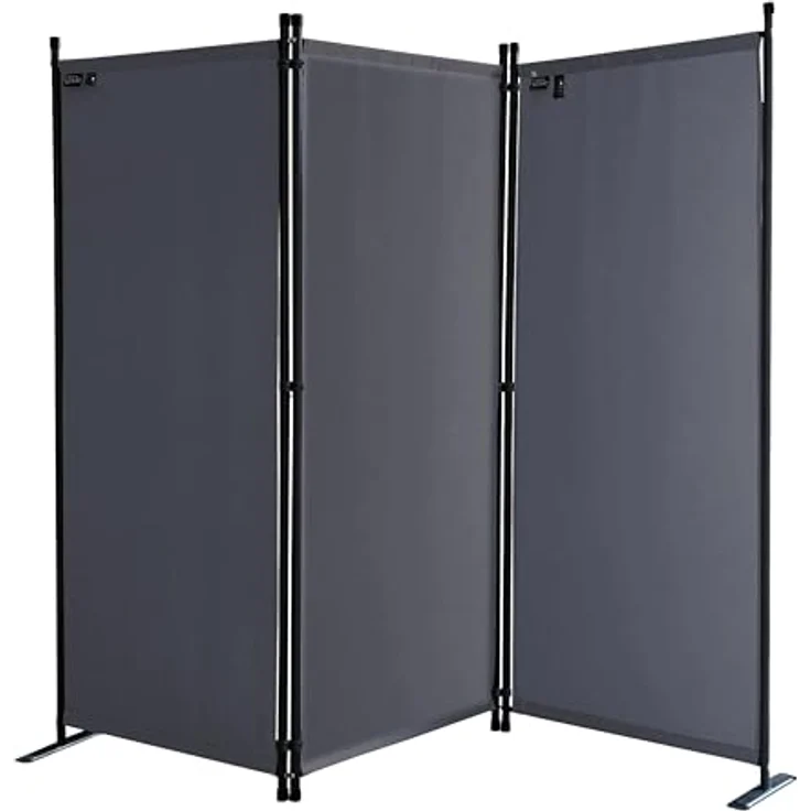 Quick Star Paravent Paravent 3tlg. 170x165cm Grau – Bild 2
