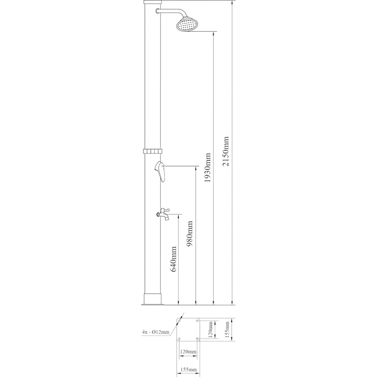 Solardusche Frerievn mit Fußdusche 215 cm 18L [casa. pro] – Bild 5