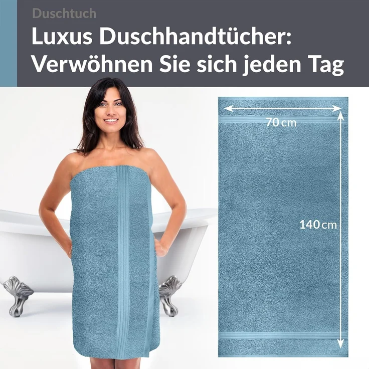 Lashuma Duschtuch Linz, Frottee (1-St), Baumwoll Badetuch blau 70x140 cm – Bild 5