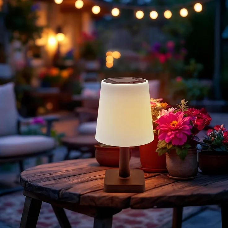 Spetebo LED Solarleuchte Tischleuchte für Außen und Innen - 23 x 12 cm, Solar, LED fest integriert, warmweiß, Deko Garten Tischlampe – Bild 5