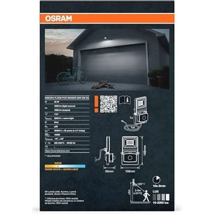 Osram Außenleuchte Endura Flood Bewegungsmelder 20W PCR dunkelgrau warmweiß – Bild 4