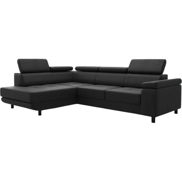 thematys Ecksofa LUNA L 250 x 183 cm, mit Schlaffunktion, mit Bettkasten, mit verstellbaren Kopfstützen, Schwarz Monolith 97), Ausrichtung Links – Bild 2