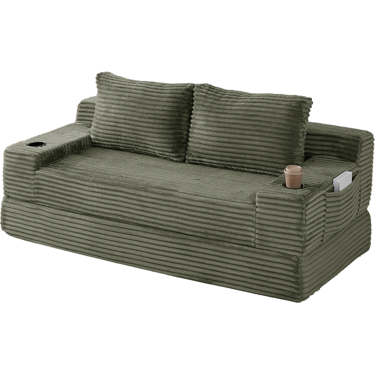 ZUBALIYA Sofa mit LED - Beleuchtung, mit Stauraum, mit Cordbezug, mit breiten Armlehnen, ohne aufwendige Montage – Bild 5