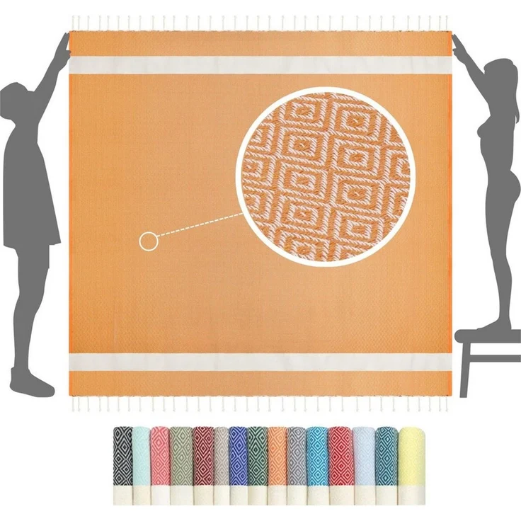 furora HOLIDAY Strandtuch XXL groß 200x200 cm Strand Tuch, aus Baumwolle, Stranddecke, Vielseitig, schöne Farben, hochwertige Verarbeitung – Bild 2