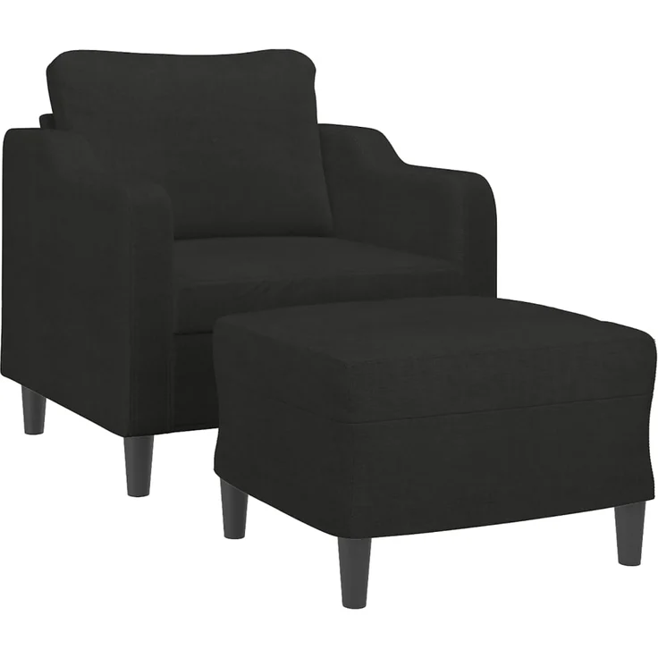 vidaXL Sessel mit Hocker Schwarz 60 cm Stoff 3201131 – Bild 2