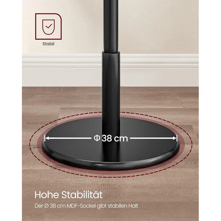 VASAGLE Garderobenständer, Kleiderständer Massivholz, Jackenständer Baumform, 7 Haken für Jacken, Hüte, für Flur, Haken und Haltestange aus Kautschukholz, tintenschwarz RCR007P33 – Bild 6