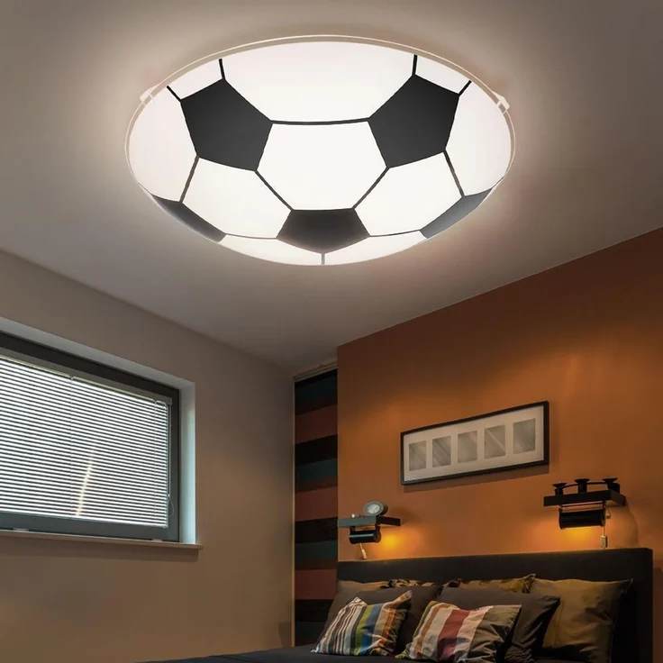 Smart Home RGB LED Deckenlampe, Fußball-Design, Glas, schwarz weiß, LEMMI – Bild 9