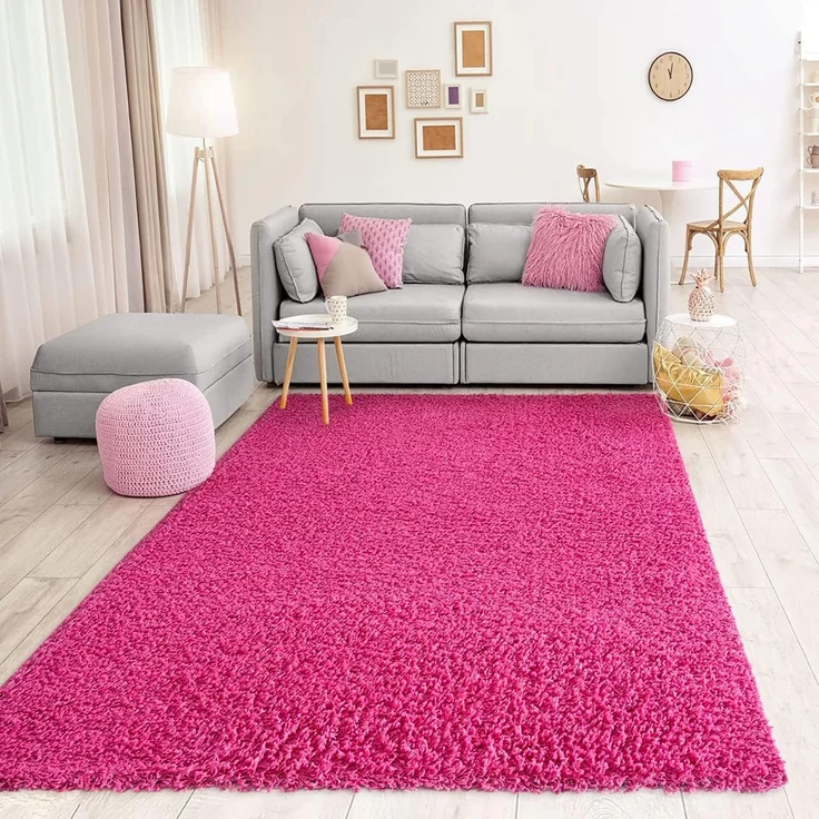 Vimoda Hochflor-Teppich Prime Shaggy Langflor Teppich pink, Rund, Höhe: 30 mm, Einfarbig Modern Läufer Pink Rosa – Bild 1