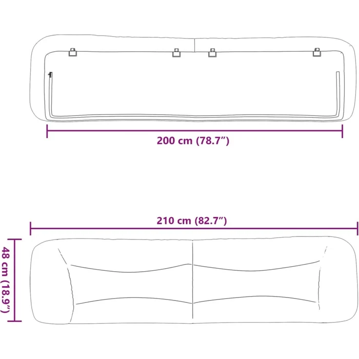 vidaXL Kopfteil-Kissen Dunkelbraun 200 cm Stoff 374619 – Bild 10