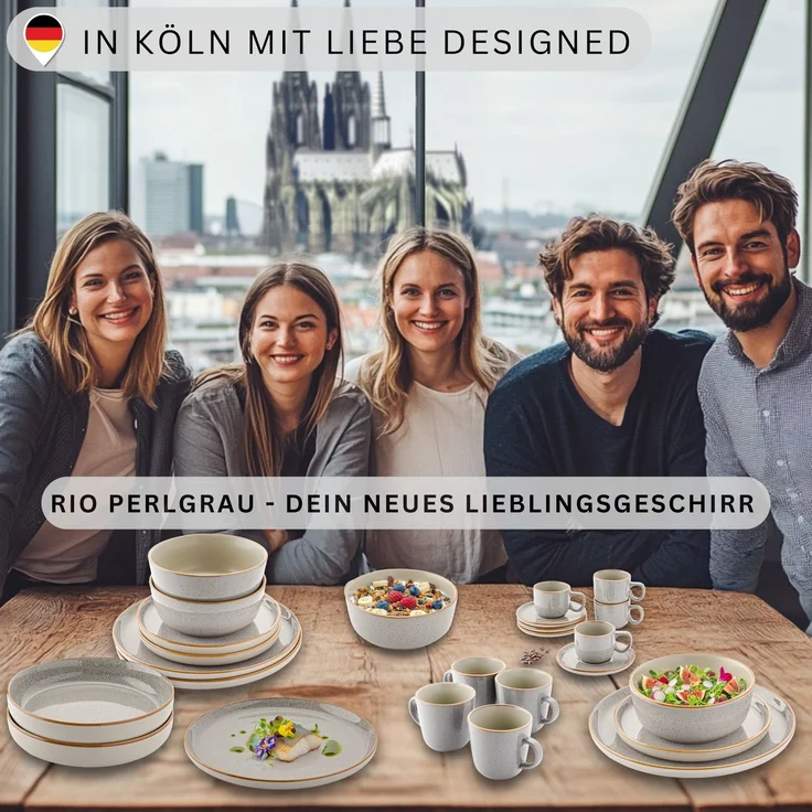 SÄNGER Schalen Set Rio Perlgrau - 6 teilig aus Steingut – Bild 6
